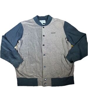 Ezekiel Mens Snap Front Baseball Sweatshirt With Pockets Black/Brown Large